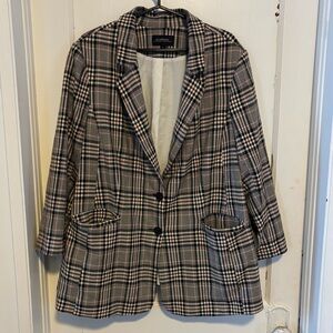 Le Château Oversized Plaid Blazer – Neutral Multi – Size 3X